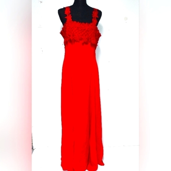 Lenovia USA red lace top straps zipper closer rayon dress Size: XL - Picture 1 of 6